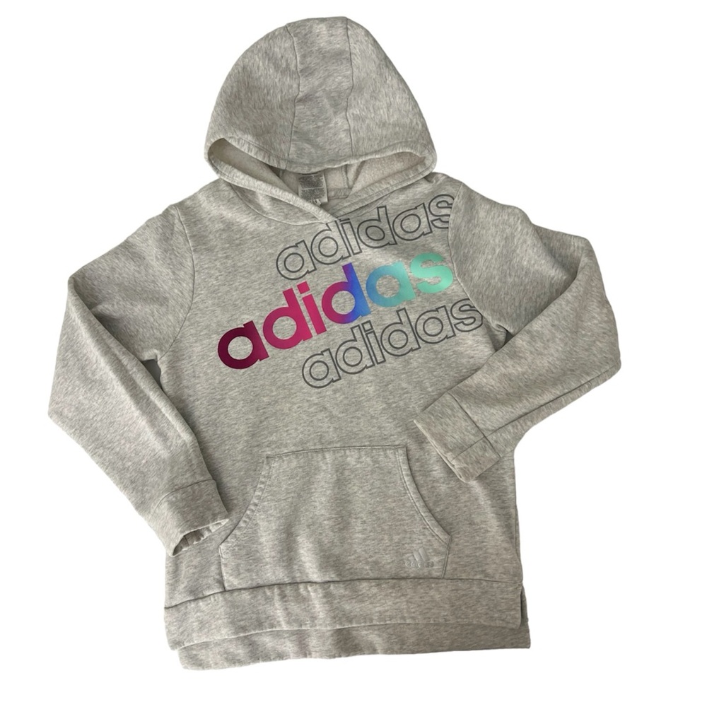 Adidas girl’s Gray hoodie size large L/14 Brand Adidas